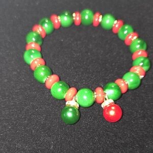 Green and Red Beaded Bracelet